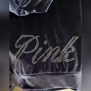 Victoria's Secret PINK Bling Velour Full Zip Cropped Hoodie Size Large NWOT